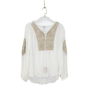 Sundance White Tunic Champagne Embroidery NWOT
